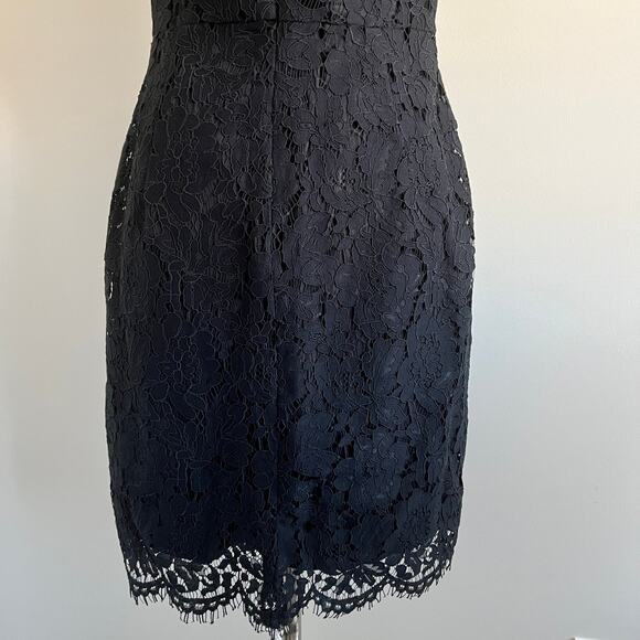 Banana Republic Lace Overlay Sheath Dress Raw Scallop Hem Black 4 NWT - Picture 9 of 11